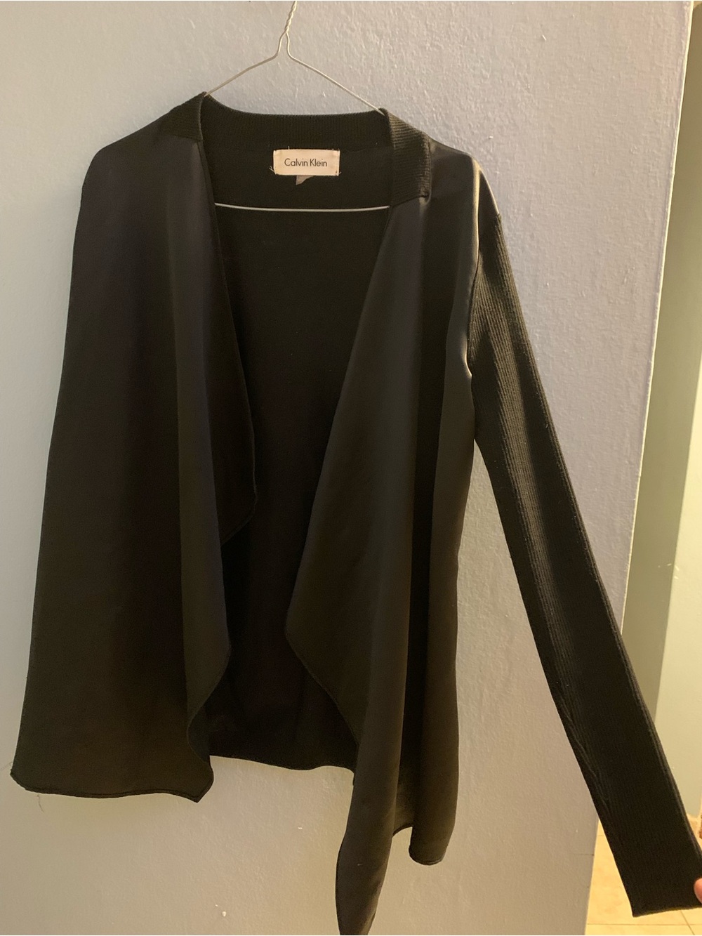 Calvin Klein Black Open-Front Draped Cardigan